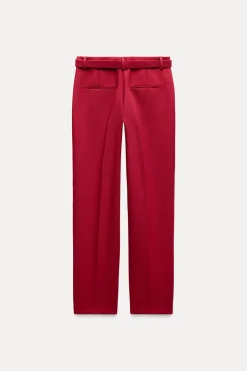 Sale PANTALÓN RECTO CINTURÓN Mujer Pantalones