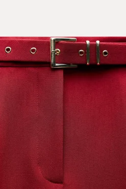 Sale PANTALÓN RECTO CINTURÓN Mujer Pantalones