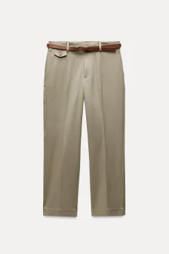 Best PANTALÓN RECTO CINTURÓN Mujer Pantalones