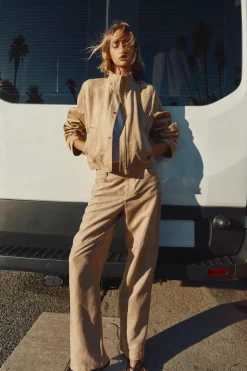 Discount PANTALÓN RECTO EFECTO ANTE Mujer Pantalones