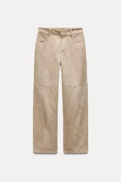 Discount PANTALÓN RECTO EFECTO ANTE Mujer Pantalones