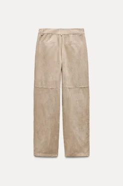 Discount PANTALÓN RECTO EFECTO ANTE Mujer Pantalones