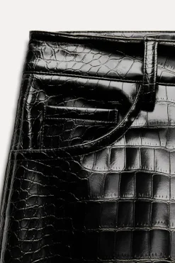 Hot PANTALÓN RECTO EFECTO PIEL Mujer Pantalones