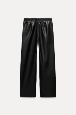 Fashion PANTALÓN RECTO EFECTO PIEL Mujer Pantalones