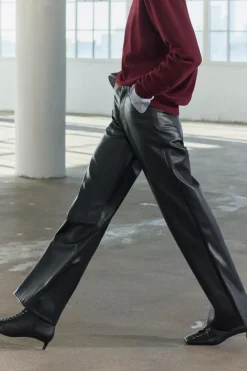 Online PANTALÓN RECTO EFECTO PIEL ZW COLLECTION Mujer Pantalones