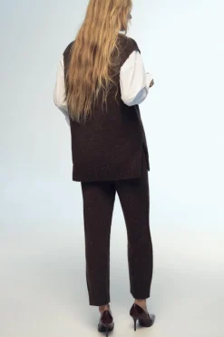 New PANTALÓN RECTO PUNTO Mujer Pantalones|Cárdigan / Jerséis