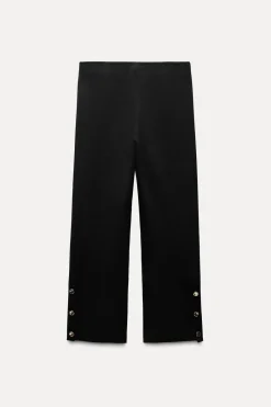 Online PANTALÓN RECTO PUNTO BOTONES LATERALES Mujer Pantalones|Cárdigan / Jerséis