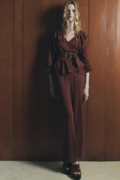 Best PANTALÓN RECTO PUNTO LISO Mujer Pantalones|Cárdigan / Jerséis