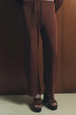 Best PANTALÓN RECTO PUNTO LISO Mujer Pantalones|Cárdigan / Jerséis