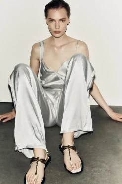 Outlet PANTALÓN RECTO SATINADO Mujer Pantalones