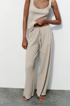 Clearance PANTALÓN RECTO TEXTURA Mujer Pantalones