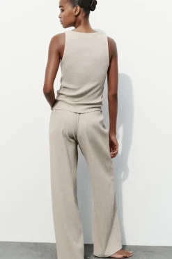 Clearance PANTALÓN RECTO TEXTURA Mujer Pantalones