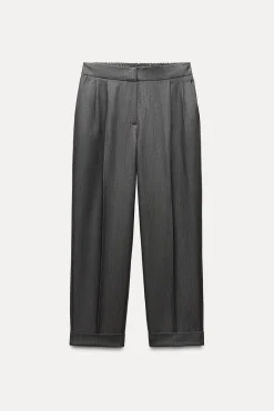 Hot PANTALÓN RECTO VUELTA BAJO Mujer Pantalones