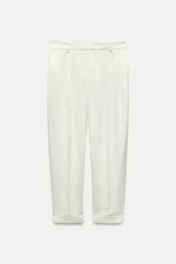 Discount PANTALÓN RECTO VUELTA BAJO Mujer Pantalones