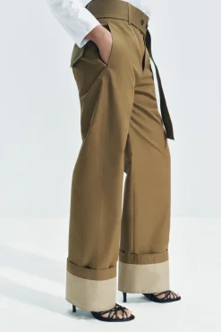 Discount PANTALÓN SARGA CINTURÓN ZW COLLECTION Mujer Pantalones