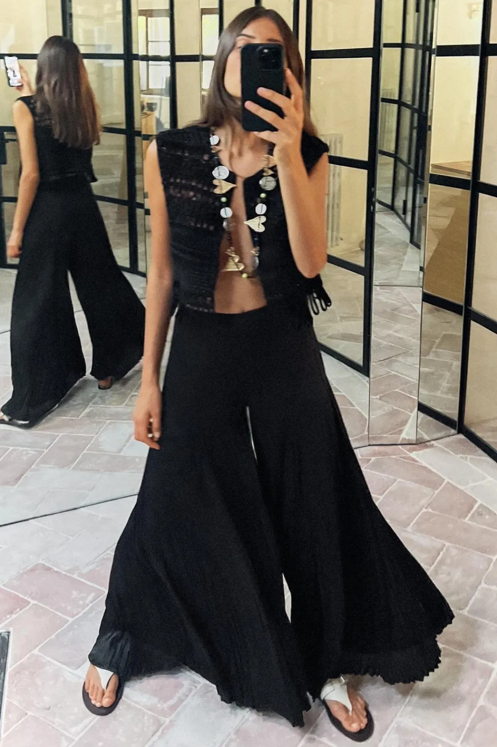 Discount PANTALÓN SATINADO EFECTO ARRUGADO Mujer Pantalones