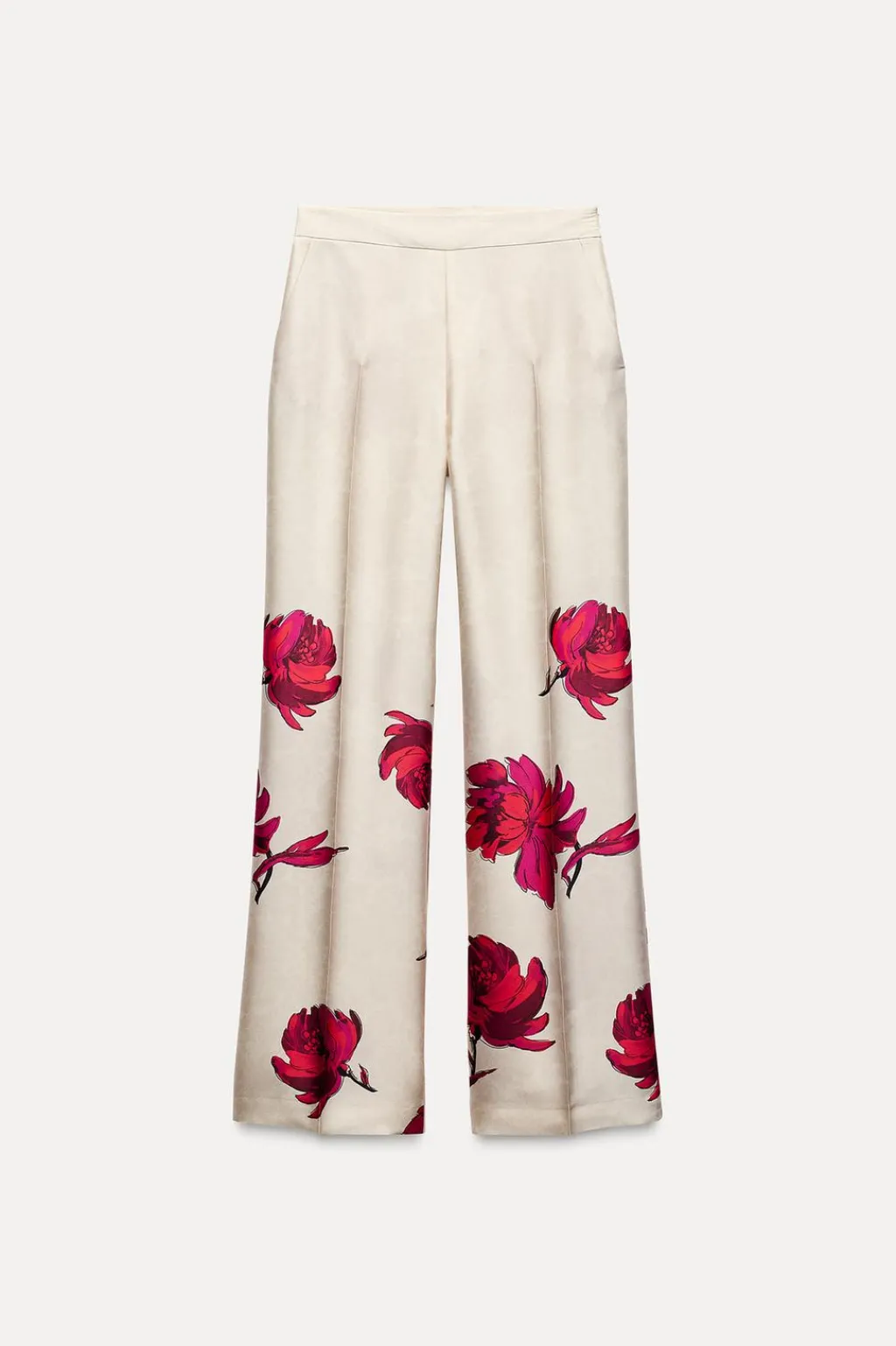 Online PANTALÓN SATINADO ESTAMPADO FLORAL Mujer Pantalones