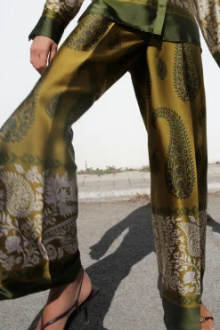 Fashion PANTALÓN SATINADO ESTAMPADO Mujer Pantalones