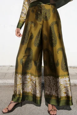 Fashion PANTALÓN SATINADO ESTAMPADO Mujer Pantalones