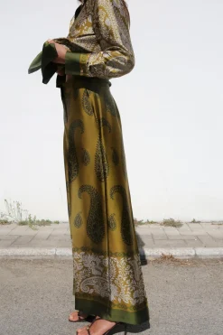 Fashion PANTALÓN SATINADO ESTAMPADO Mujer Pantalones