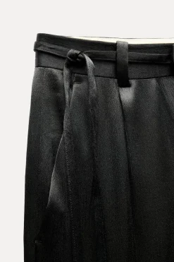 Fashion PANTALÓN SATINADO LAZO ZW COLLECTION Mujer Pantalones