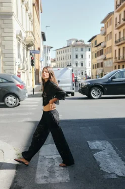 New PANTALÓN SEMITRANSPARENTE ENCAJE Mujer Pantalones