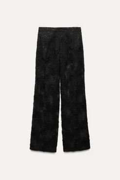 New PANTALÓN SEMITRANSPARENTE ESTRUCTURA LENTEJUELAS Mujer Pantalones