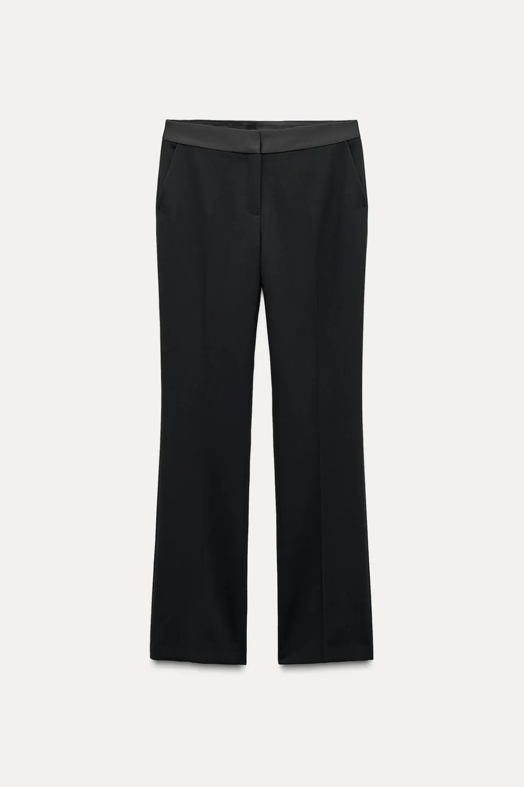 Hot PANTALÓN SMOKING CINTURA COMBINADA SATINADA Mujer Pantalones