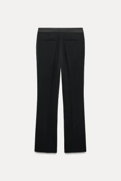 Hot PANTALÓN SMOKING CINTURA COMBINADA SATINADA Mujer Pantalones