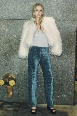 Outlet PANTALÓN TERCIOPELO LENTEJUELAS Mujer Pantalones