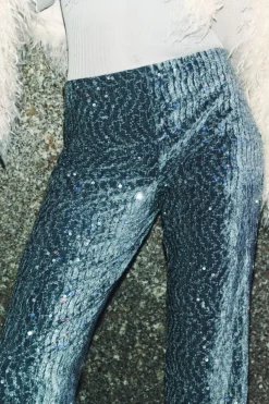 Outlet PANTALÓN TERCIOPELO LENTEJUELAS Mujer Pantalones