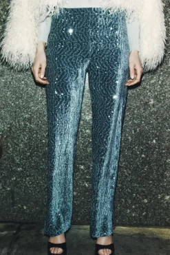 Outlet PANTALÓN TERCIOPELO LENTEJUELAS Mujer Pantalones