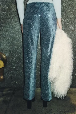 Outlet PANTALÓN TERCIOPELO LENTEJUELAS Mujer Pantalones