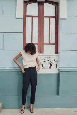 Sale PANTALÓN TIRO ALTO RAYA DIPLÓMATICA Mujer Pantalones