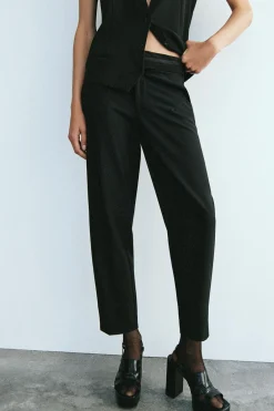 Hot PANTALÓN TOBILLERO BANDA SATINADA Mujer Pantalones