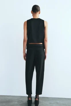 Hot PANTALÓN TOBILLERO BANDA SATINADA Mujer Pantalones