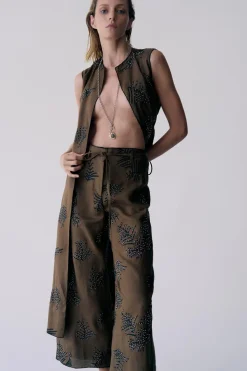 Best PANTALÓN WIDE LEG BORDADOS ZW COLLECTION Mujer Pantalones