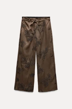 Best PANTALÓN WIDE LEG BORDADOS ZW COLLECTION Mujer Pantalones