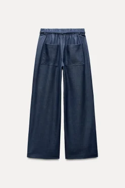 New PANTALÓN WIDE LEG CINTURÓN Mujer Jeans|Pantalones