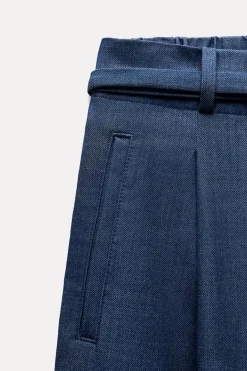 New PANTALÓN WIDE LEG CINTURÓN Mujer Jeans|Pantalones