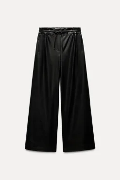 Best PANTALÓN WIDE LEG EFECTO PIEL Mujer Pantalones
