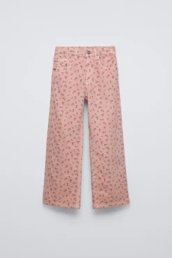 Niños ZARA 6 - 14 Años·Pantalones|6 - 14 Años·Jeans<PANTALÓN WIDE LEG FLORES