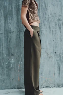 Online PANTALÓN WIDE LEG PINZAS Mujer Pantalones