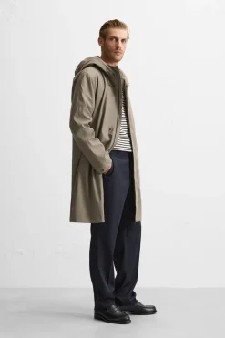 Discount PARKA ENGOMADA CAPUCHA Hombre Cazadoras|Abrigos / Gabardinas