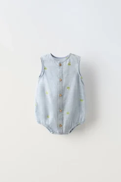 Niños ZARA 6 - 18 Meses·Vestidos / Monos<PELELE BORDADO PALMERAS