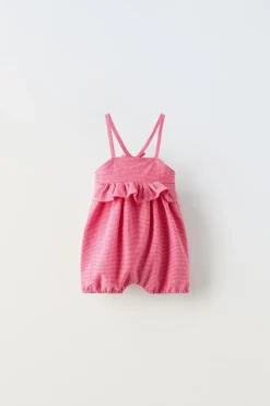 Niños ZARA 6 - 18 Meses·Vestidos / Monos<PELELE CUADRO VICHY VOLANTES