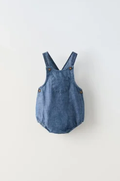 Niños ZARA 6 - 18 Meses·Vestidos / Monos<PELELE DENIM FLUIDO