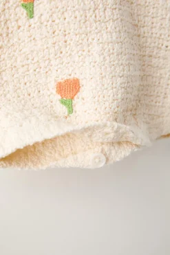 Niños ZARA 6 - 18 Meses·Punto|6 - 18 Meses·Vestidos / Monos<PELELE PUNTO FLORES BORDADAS