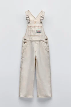 Niños ZARA 6 - 14 Años·Vestidos / Monos<PETO PESPUNTES ECRU