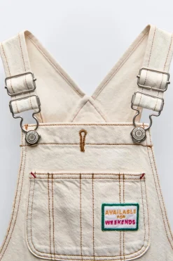 Niños ZARA 6 - 14 Años·Vestidos / Monos<PETO PESPUNTES ECRU